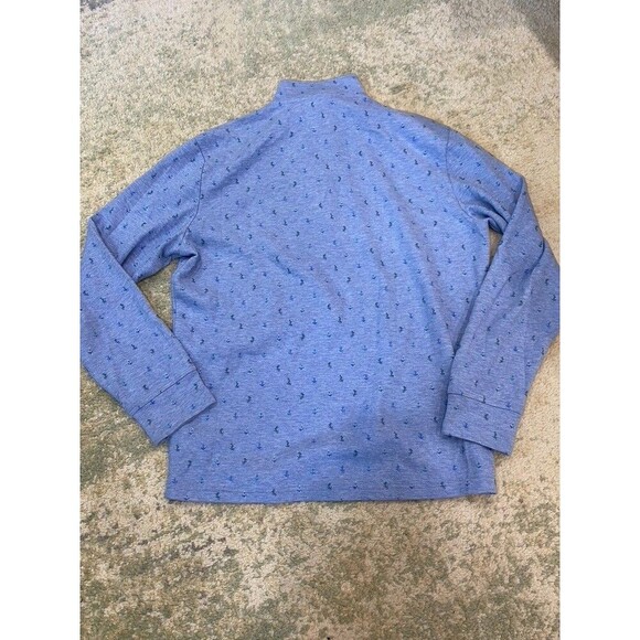 Vineyard Vines Half Zip Sweater Mens Medium Blue Pullover Whale Anchors Cotton - Picture 8 of 9